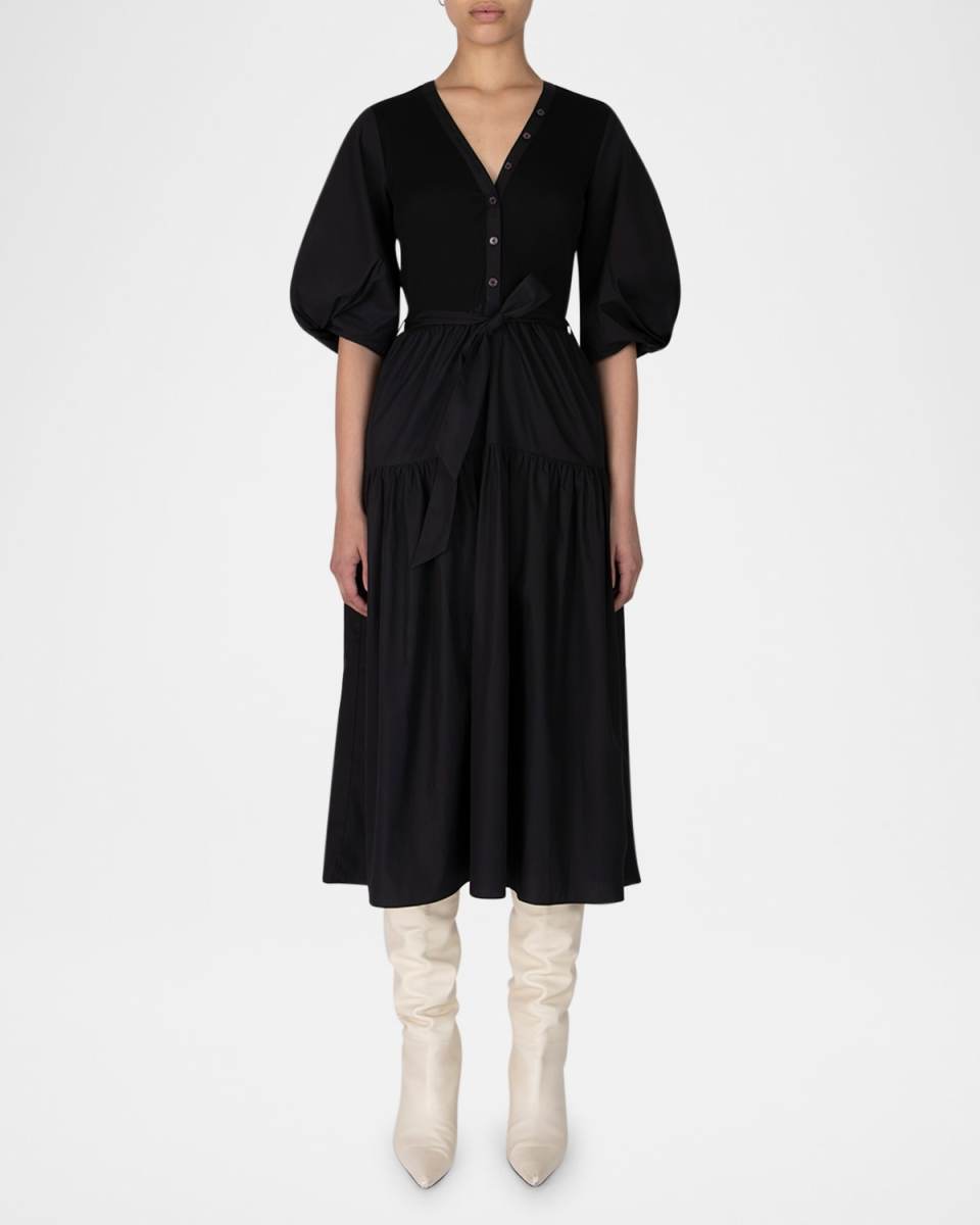 Natalia Mixed Media Midi Dress